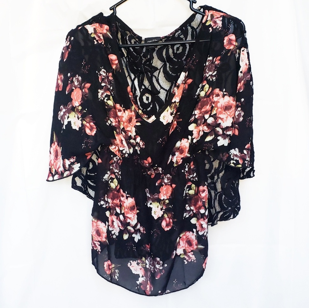 Floral Print Lace Top